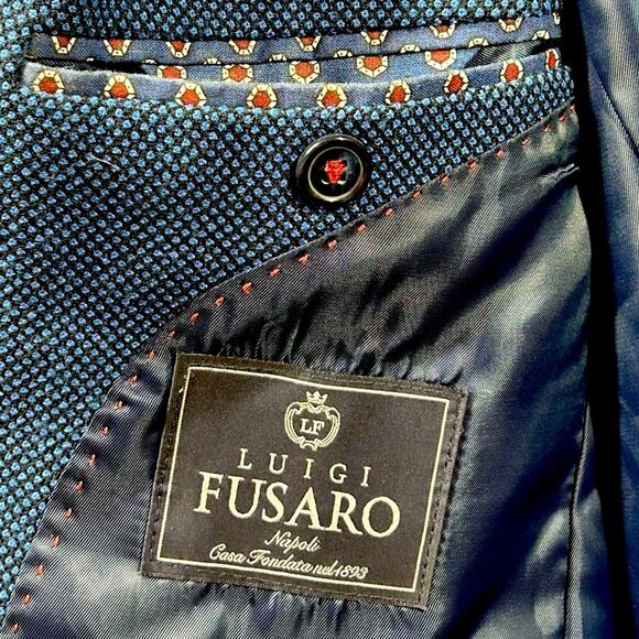 Luigi Fusaro Tailored Suit Jacket Italy Size 56 US Size 46 Career Wool Blend - Picture 7 of 10